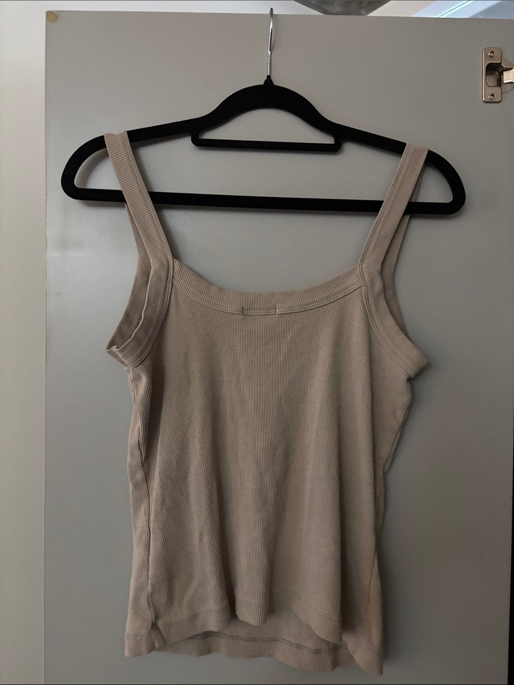 Dynamite Beige Ribbed Square-Neck Tank - Picture 3 of 3